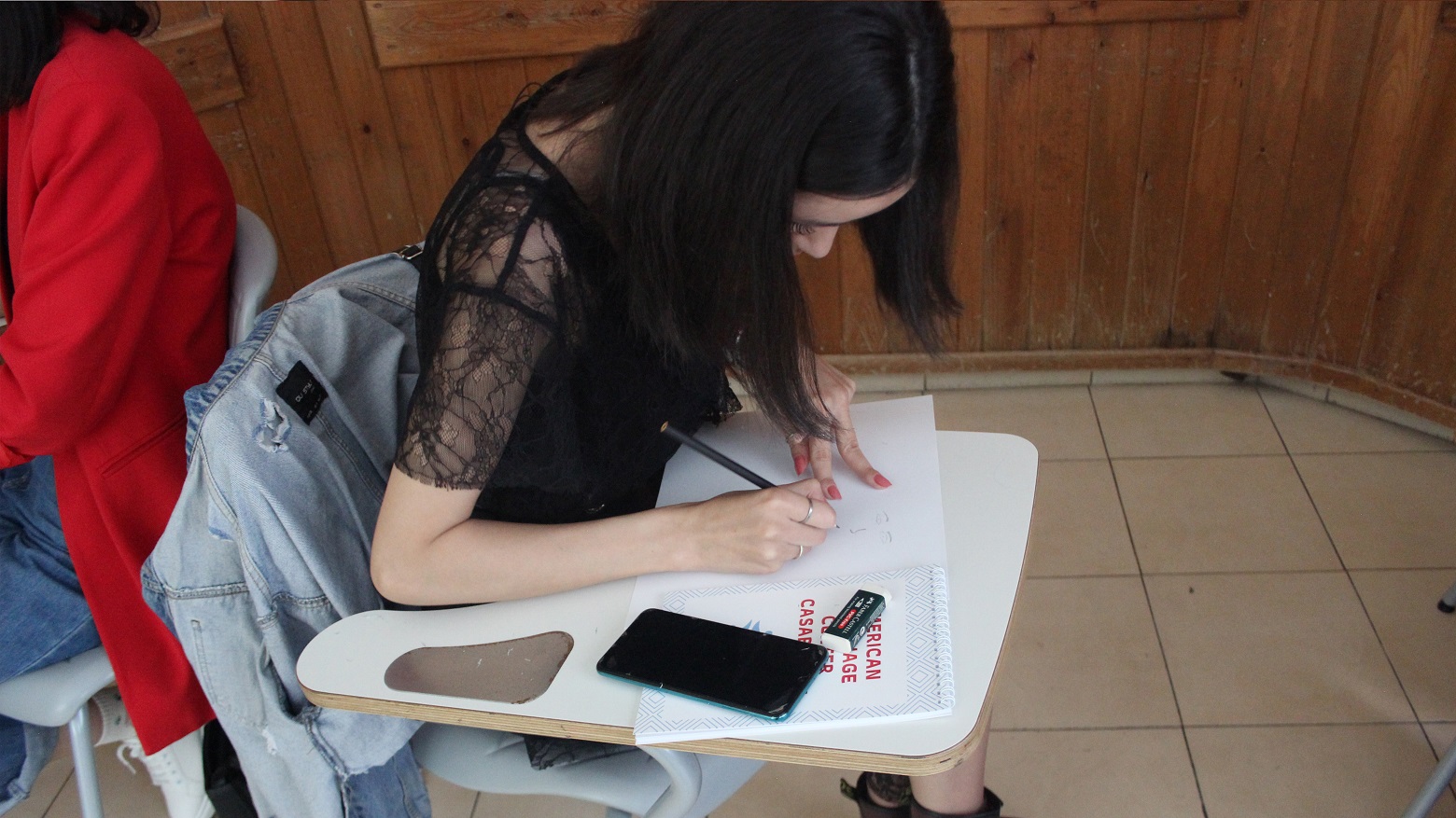 Woman drawing cartoons