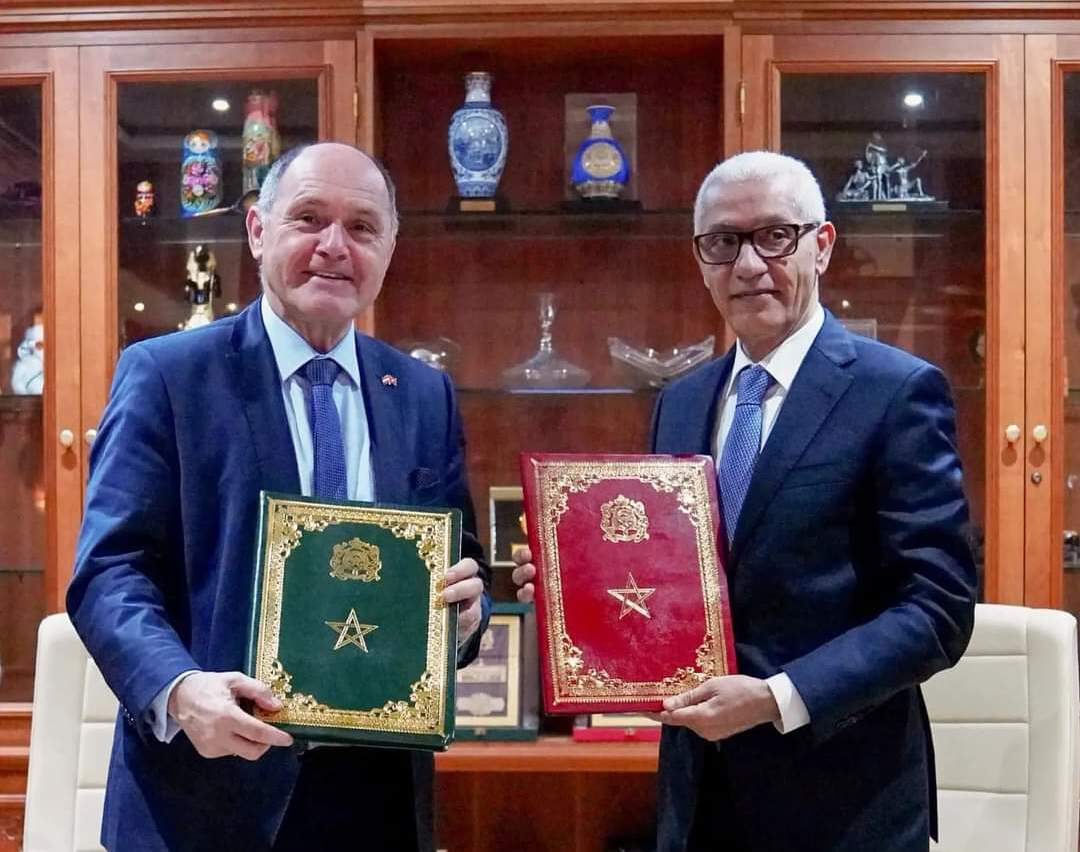 Speaker of the House of Representatives, Rachid Talbi Alami, with the President of the Austrian National Council, Wolfgang Sobotka