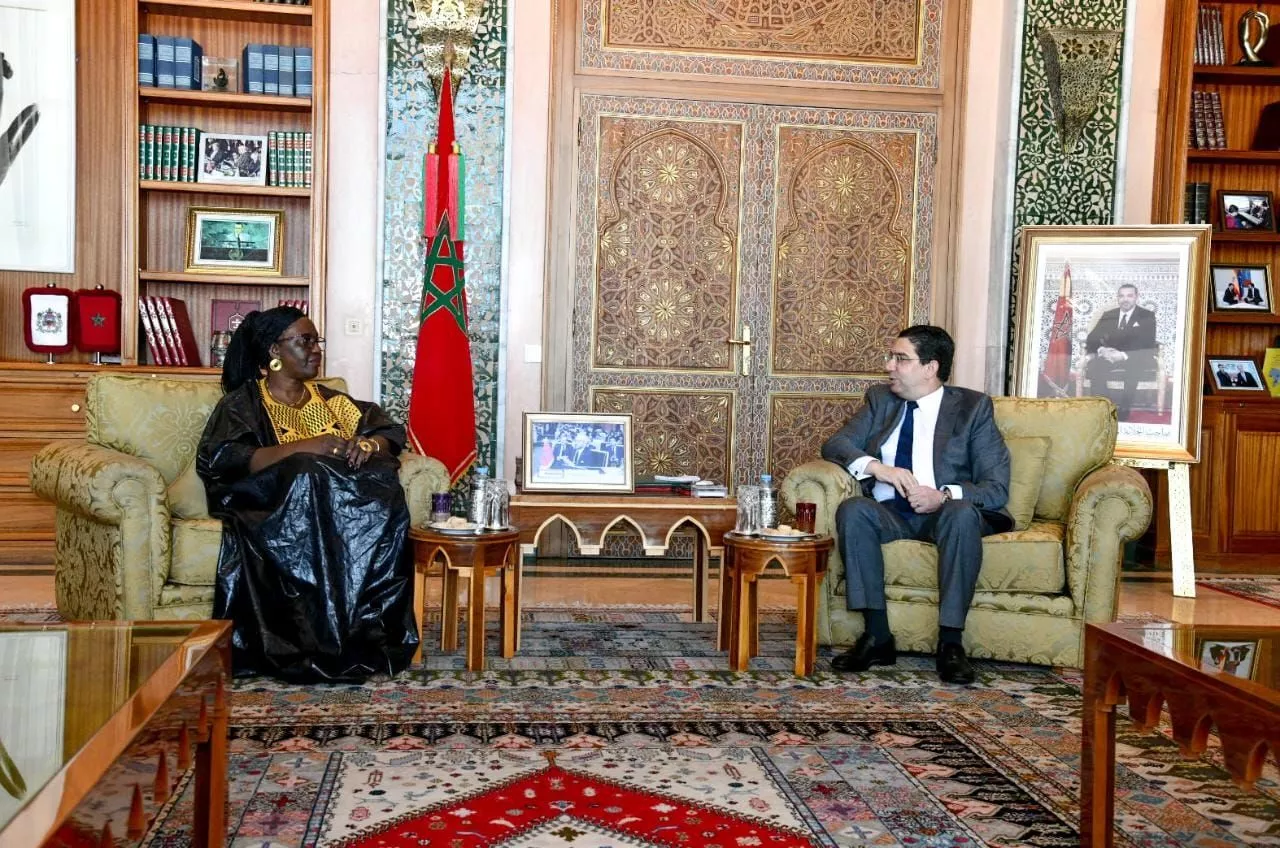 Burkinabe FM Olivia Ragnaghnèwendé Rouamba with FM Nasser Bourita.