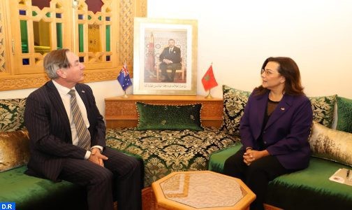 President of House of Councilors’ Foreign Affairs Committee Naila Mia Tazi hols talks with Australia’s Ambassador to Morocco Michael Cutts.