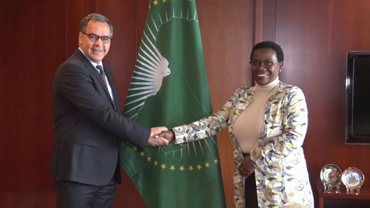 Mohamed Arrouchi with the Deputy Chairperson of the African Union Commission (AUC), Monique Nsanzabaganwa