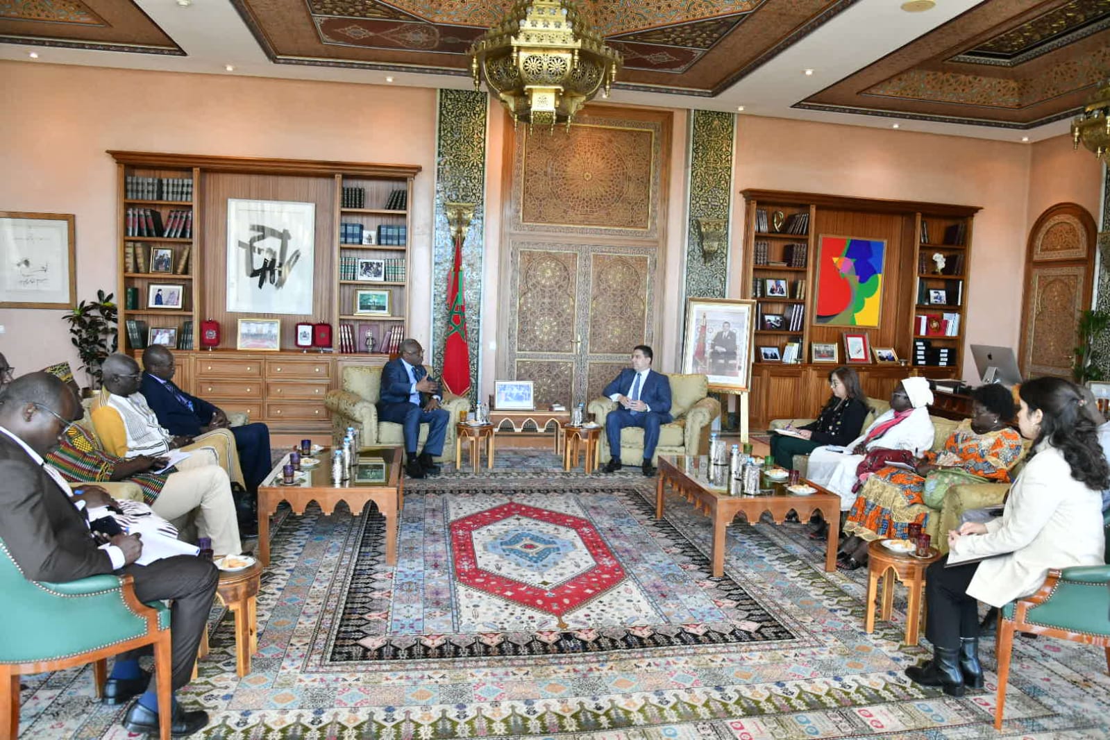 Vice-President of Burkina Faso's Transitional Legislative Assembly, Daouda Diallo, alongside Moroccan FM Nasser Bourit