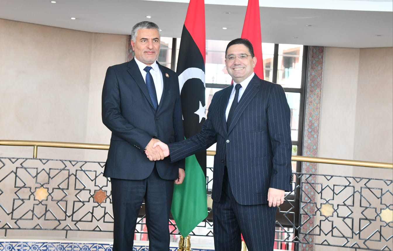 FM Nasser Bourita and the President of the Libyan High State Council, Muhammad Meftah Takala