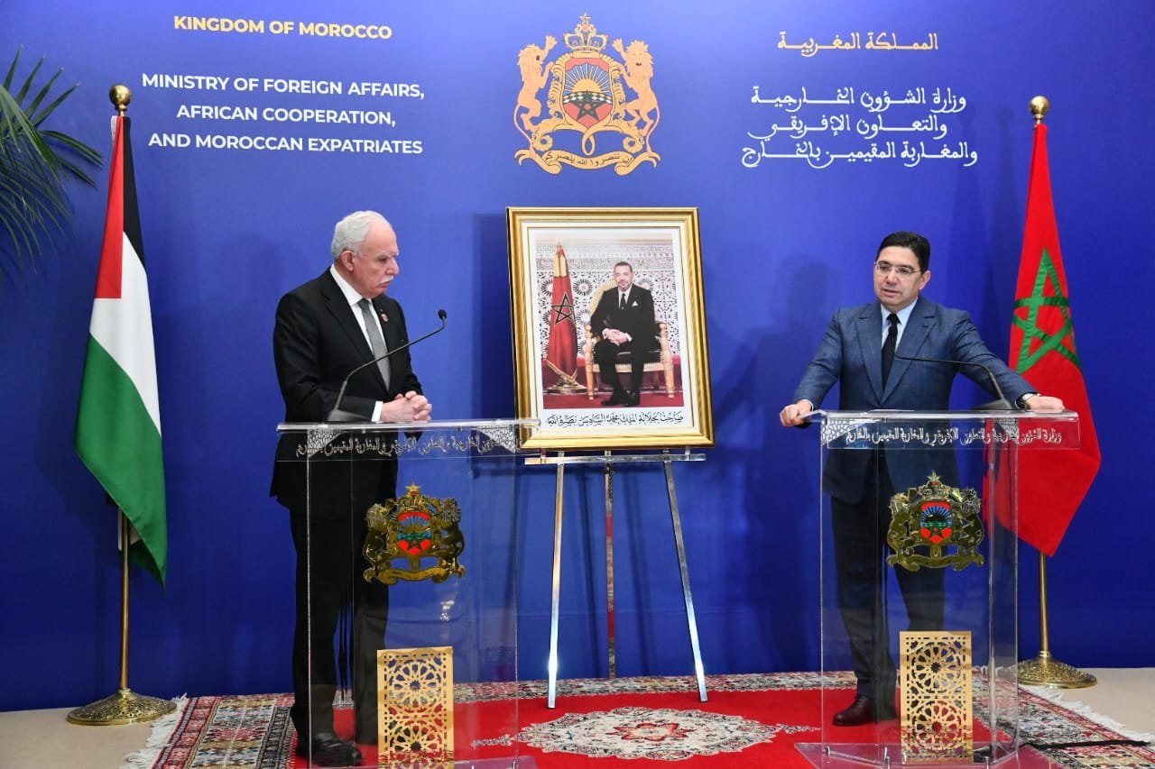 FM Nasser Bourita with his Palestinian counterpart, Riyad Al Maliki