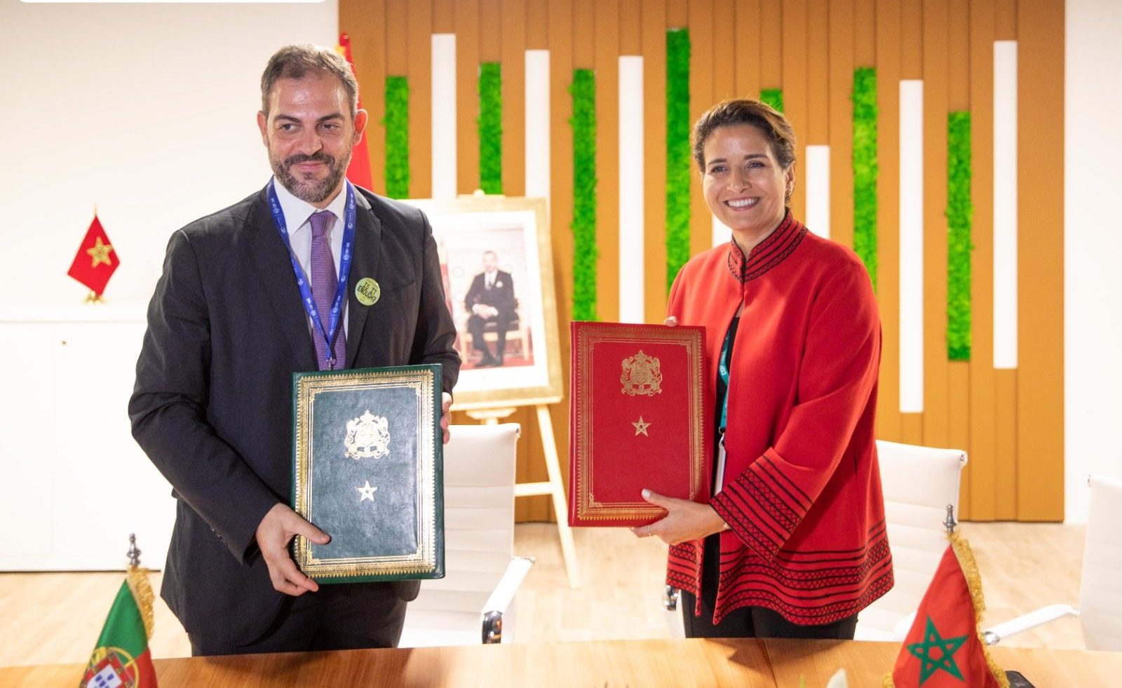 Moroccan Minister of Energy Transition and Sustainable Development, Leila Benali, and the Portuguese Minister of Environment and Climate Action, Duarte Cordeiro