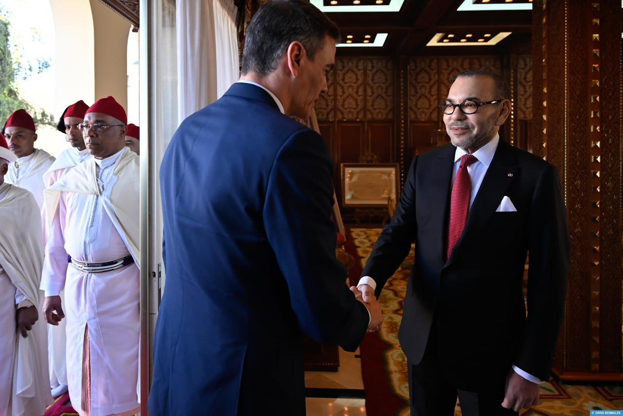 HM King Mohammed VI welcoming Spanish PM Pedro Sanchez