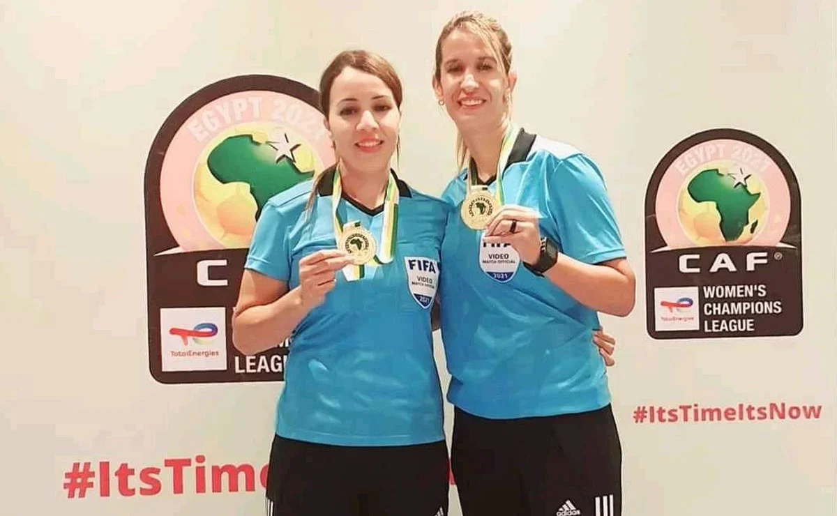 Moroccan referees Bouchra-Karboubi and Fatiha-Jermoumi