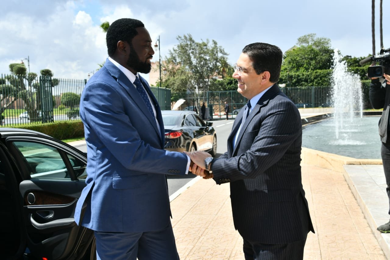 The Minister of Foreign Affairs, African Cooperation and Moroccan Expatriates, Nasser Bourita, receiving his Gambian counterpart Mamadou Tangara