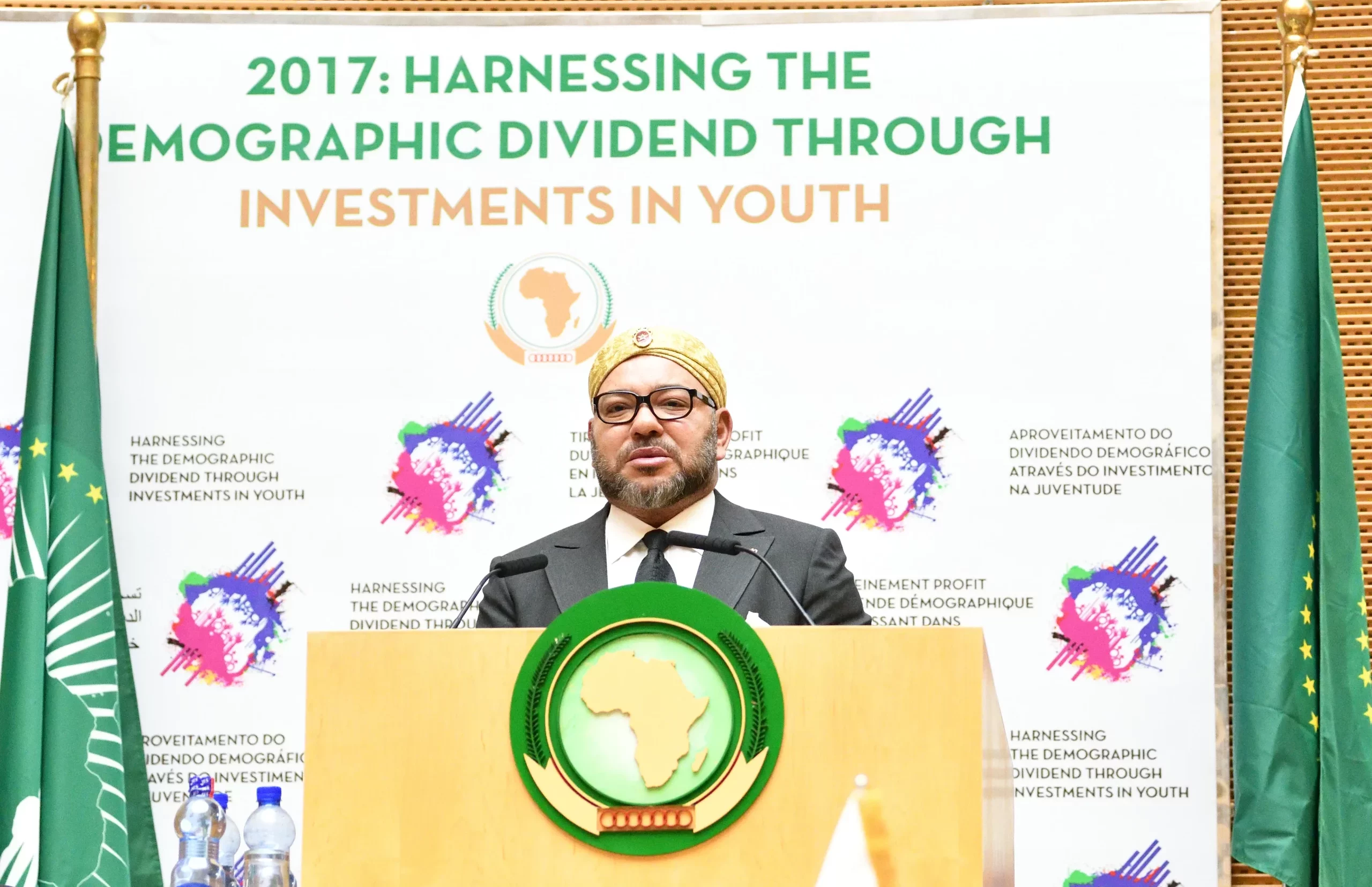 HM King Mohammed VI speaking before the African Union (AU)