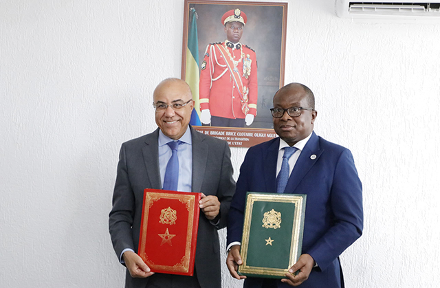 Morocco's Minister of Higher Education, Scientific Research and Innovation, Abdellatif Miraoui, and his Gabonese counterpart, Hervé Ndoume